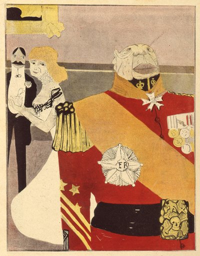 1903年4月26日、LAssiette au Beurreのナショナリストの最後の友人、ジュールドビセトル（カラー彫刻） 作： Paul Iribe